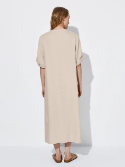 PARFOIS Vestido Largo De Lino Beige Clearance