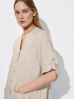 PARFOIS Vestido Largo De Lino Beige Clearance