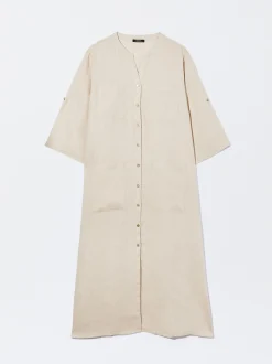 PARFOIS Vestido Largo De Lino Beige Clearance