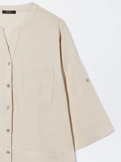 PARFOIS Vestido Largo De Lino Beige Clearance