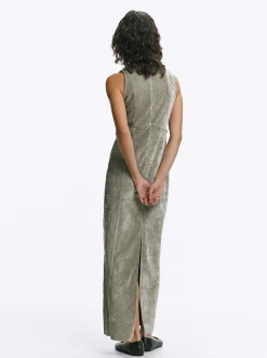 PARFOIS Vestido Largo De Terciopelo Verde Fashion