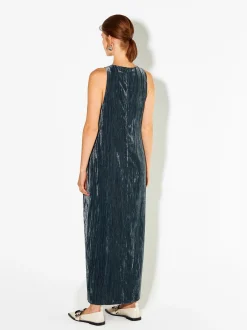 PARFOIS Vestido Largo De Terciopelo Gris Best Sale