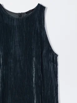 PARFOIS Vestido Largo De Terciopelo Gris Best Sale