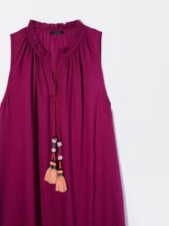 PARFOIS Vestido Largo En Modal Violeta Outlet