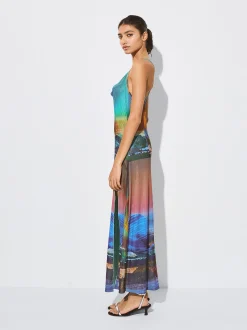 PARFOIS Vestido Largo Estampado Multicor Cheap
