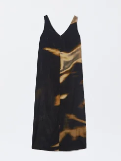 PARFOIS Vestido Largo Estampado De Terciopelo Multicor Sale