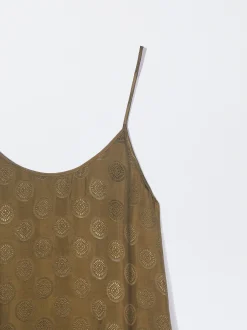 PARFOIS Vestido Largo Fluido Jacquard Marr&oacute;n Hot