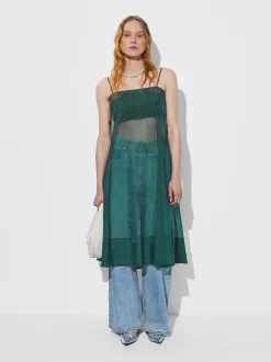 PARFOIS Vestido Ligero De Tirantes Verde Store
