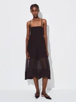 PARFOIS Vestido Ligero De Tirantes Negro New