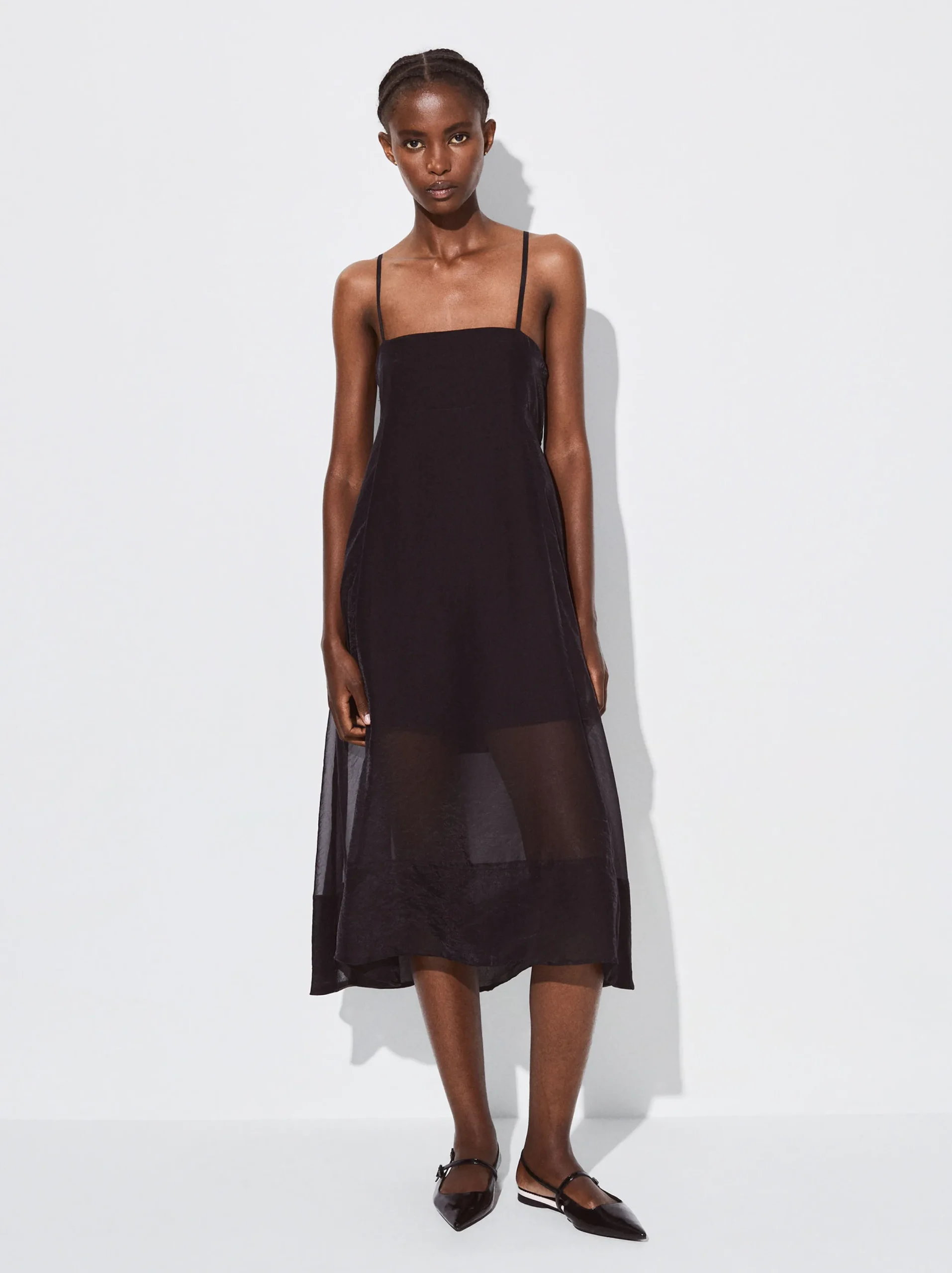 PARFOIS Vestido Ligero De Tirantes Negro New