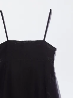 PARFOIS Vestido Ligero De Tirantes Negro New