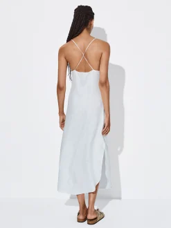PARFOIS Vestido Lino Espalda Cruzada Crudo Outlet