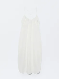 PARFOIS Vestido Lino Espalda Cruzada Crudo Outlet