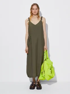 PARFOIS Vestido Lyocell Con Bolsillo Caqui Flash Sale