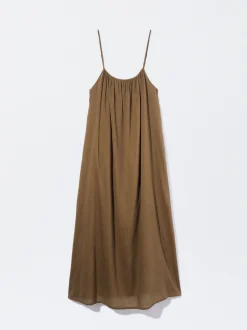 PARFOIS Vestido Midi Algodón Caqui Hot