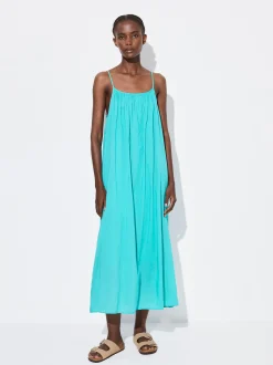 PARFOIS Vestido Midi Algod&oacute;n Azul Flash Sale