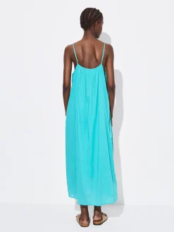 PARFOIS Vestido Midi Algod&oacute;n Azul Flash Sale