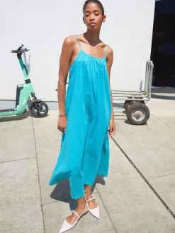 PARFOIS Vestido Midi Algod&oacute;n Azul Flash Sale