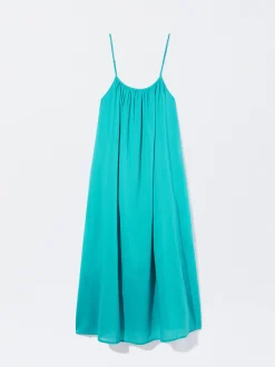 PARFOIS Vestido Midi Algod&oacute;n Azul Flash Sale