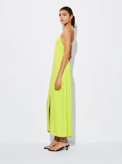 PARFOIS Vestido Midi Con Abertura Amarillo Cheap