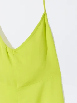 PARFOIS Vestido Midi Con Abertura Amarillo Cheap