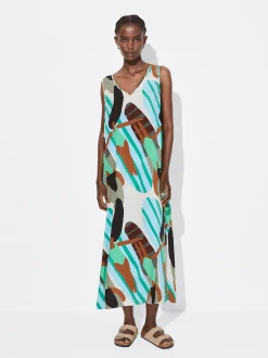 PARFOIS Vestido Midi Estampado Multicor Best Sale