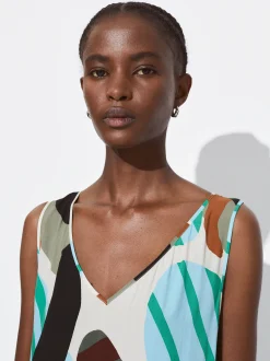 PARFOIS Vestido Midi Estampado Multicor Best Sale