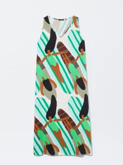 PARFOIS Vestido Midi Estampado Multicor Best Sale