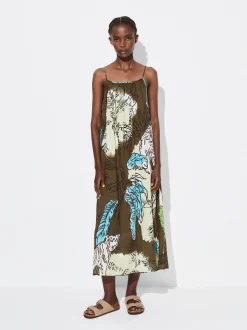 PARFOIS Vestido Midi Estampado Multicor Outlet