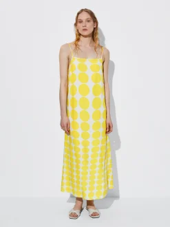 PARFOIS Vestido Midi Estampado Amarillo Online