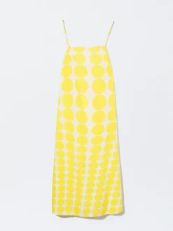 PARFOIS Vestido Midi Estampado Amarillo Online