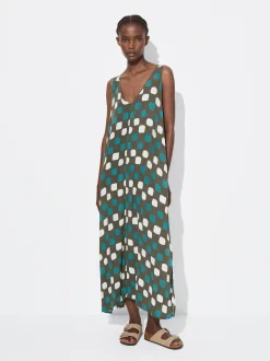 PARFOIS Vestido Midi Estampado Marr&oacute;n Clearance