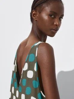 PARFOIS Vestido Midi Estampado Marr&oacute;n Clearance