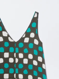 PARFOIS Vestido Midi Estampado Marr&oacute;n Clearance