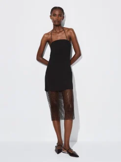 PARFOIS Vestido Midi Mesh Negro Hot