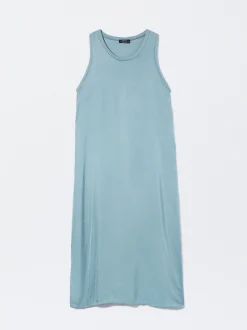 PARFOIS Vestido Midi Satinado Azul Sale