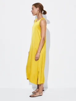 PARFOIS Vestido Midi Satinado Amarillo Clearance