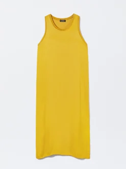 PARFOIS Vestido Midi Satinado Amarillo Clearance