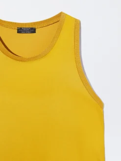 PARFOIS Vestido Midi Satinado Amarillo Clearance
