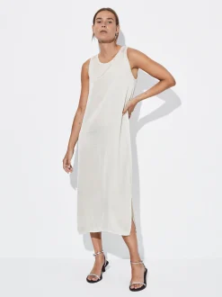 PARFOIS Vestido Midi Satinado Crudo Fashion