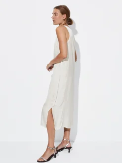 PARFOIS Vestido Midi Satinado Crudo Fashion