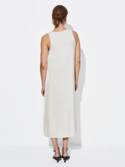 PARFOIS Vestido Midi Satinado Crudo Fashion