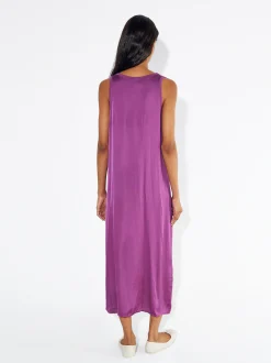 PARFOIS Vestido Midi Satinado Fucsia Shop