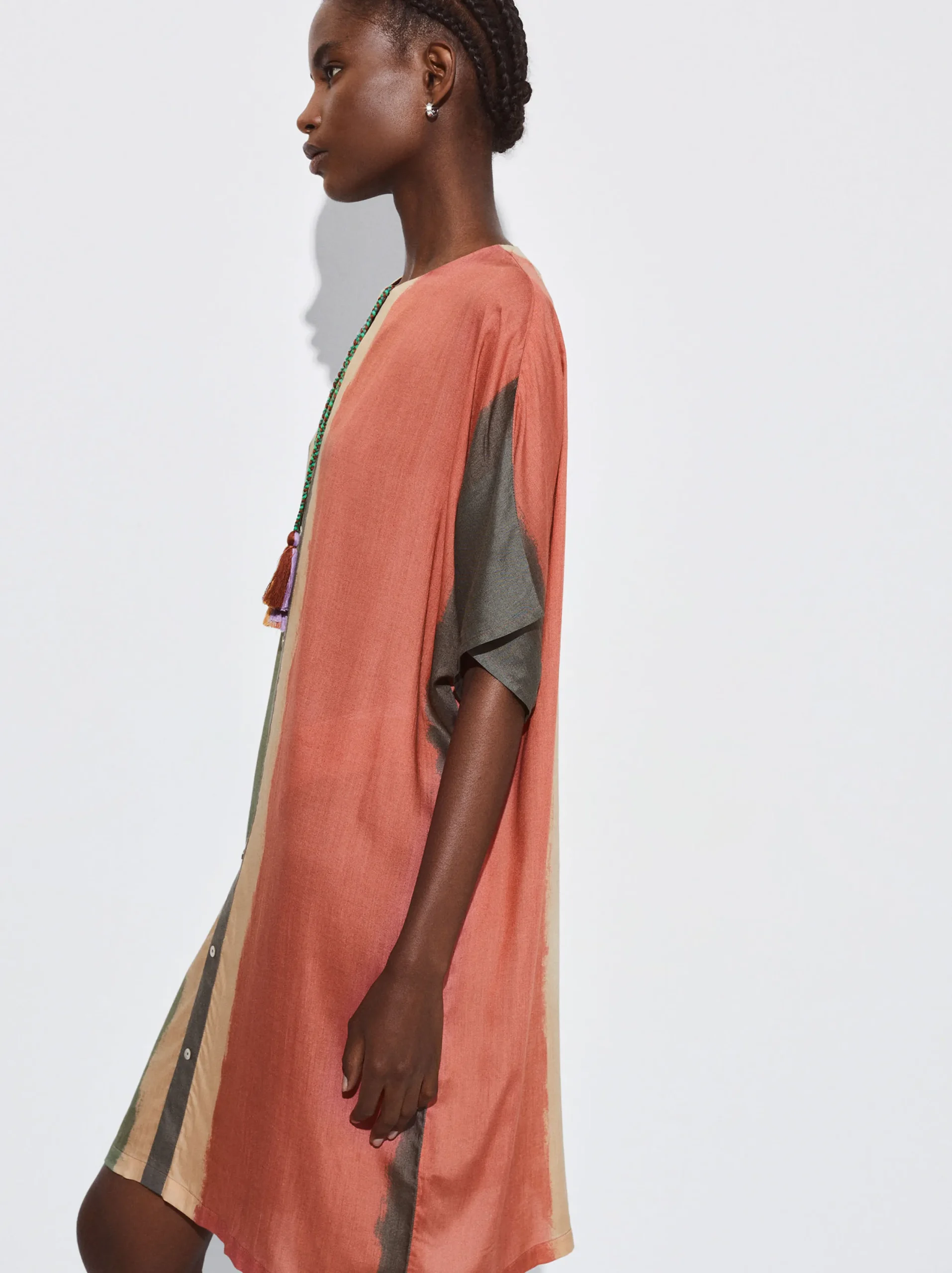 PARFOIS Vestido Modal Color Block Multicor Hot