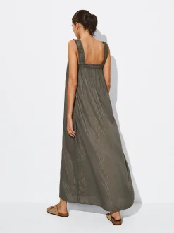 PARFOIS Vestido Modal Tejido Metalizado Caqui Store