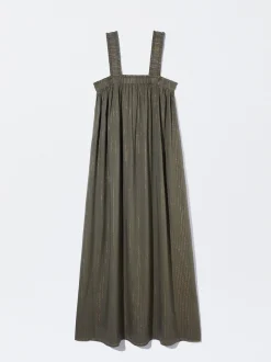 PARFOIS Vestido Modal Tejido Metalizado Caqui Store
