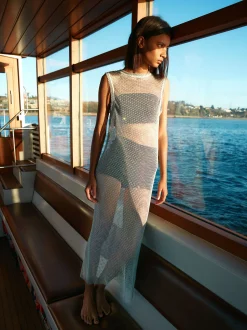 PARFOIS Vestido Punto Mesh Gris Outlet