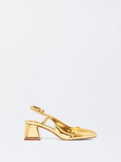 PARFOIS Zapato Tac&oacute;n Destalonado Dorado Cheap