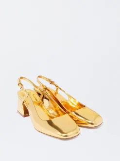 PARFOIS Zapato Tac&oacute;n Destalonado Dorado Cheap