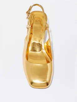 PARFOIS Zapato Tac&oacute;n Destalonado Dorado Cheap